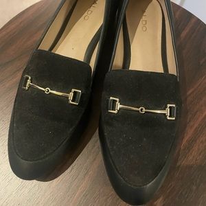 Aldo Leather and Suede Loafers with Gold Detailing